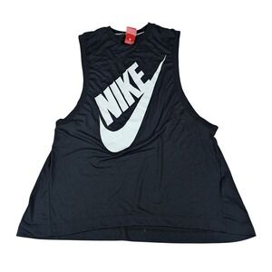 Nike Tank Top Women's Medium Black Swoosh Muscle Sleeveless Athletic Swoosh Gym